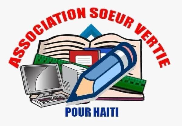 Logo de l'Association Sœur Vertie représentant une colombe stylisée et deux mains unies, symbolisant la paix et la solidarité pour les enfants d'Haïti